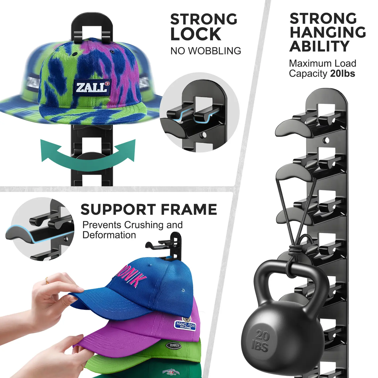 🧢Wall-mounted hat rack – each rack can hold 10 hats🧢