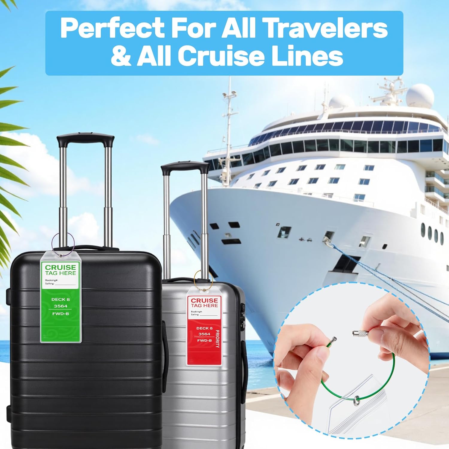 🚢Cruise Essentials 2026- Cruise Must Haves Kit with Non-Surge Protector Power Strip, Lanyard with ID Holder, Magnetic Hooks, Luggage Tag Set, Towel Bands, Waterproof Phone Holder