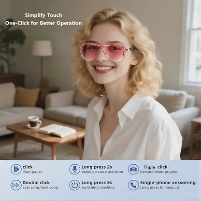 🔥50K+ SOLD! - DVKIX Smart Bluetooth 5.4 Sunglasses with Open-Ear Audio Blue Light Blocking UV Protection Waterproof for Outdoor Sports Daily Wear Electronic Gadgets