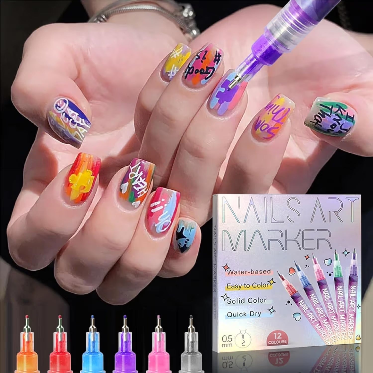 🔥🎨12 Colors Nail Art Pens Set