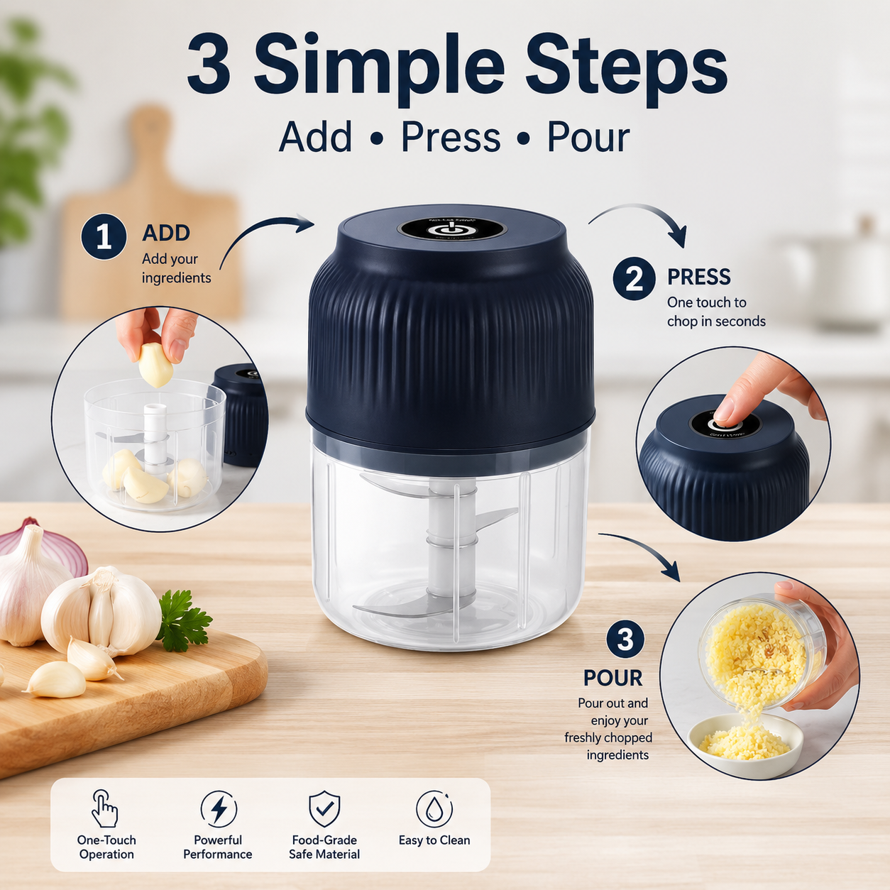 🔥 50K+ Sold | ✨ Mini Electric Food Chopper – One-Press Garlic & Veggie Prep 🍳🥕🧄