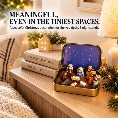 ✨ Portable Mini Nativity Scene In Storage Tin – Pocket-Sized Christmas Nativity Set