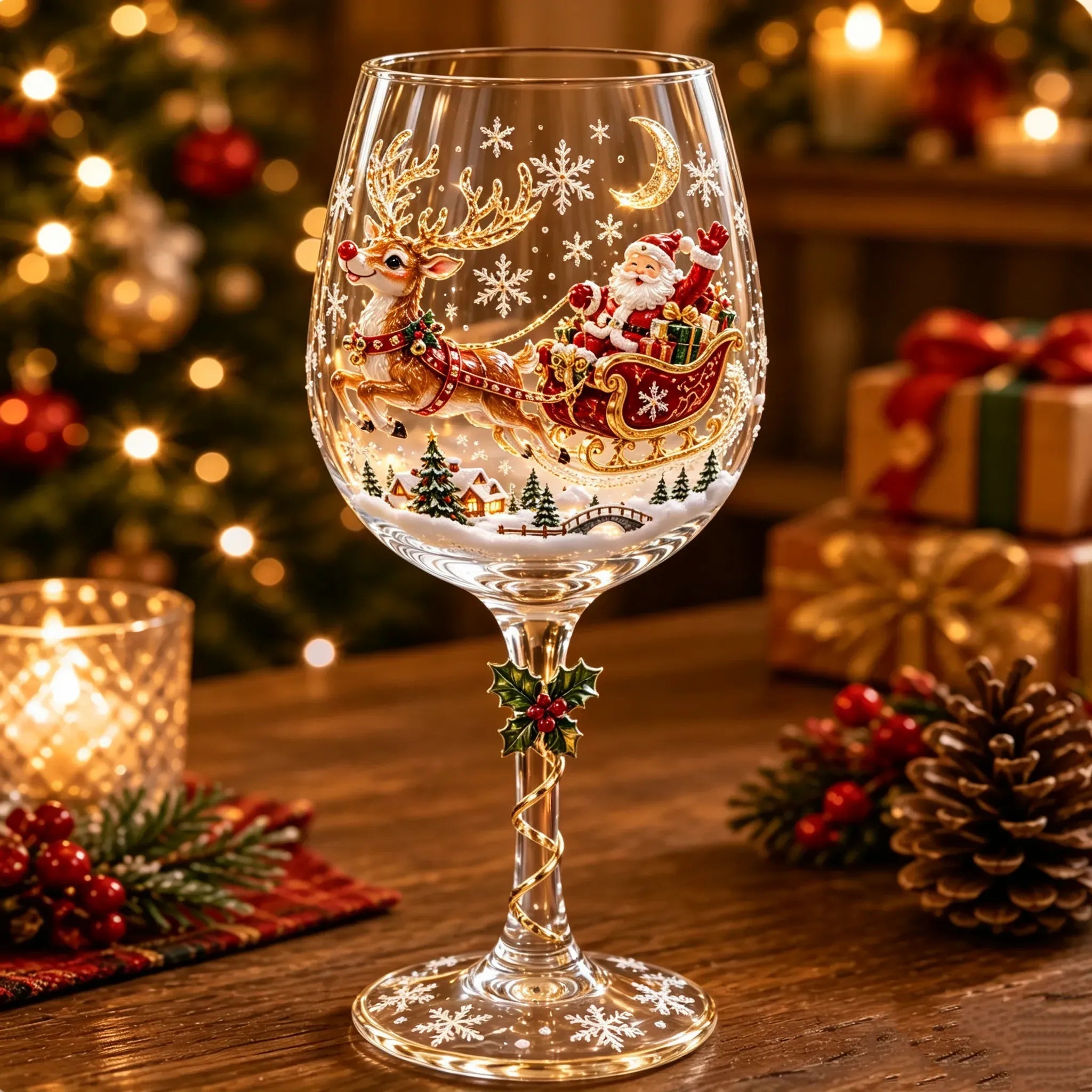 Christmas 3D Wine Glass