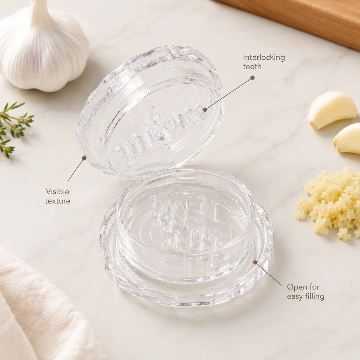 2PCS Clear Manual Garlic Twister and Ginger Mincer Tool