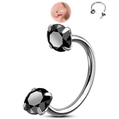 Horseshoe Gem Nose Ring – Internally Threaded & Comfortable