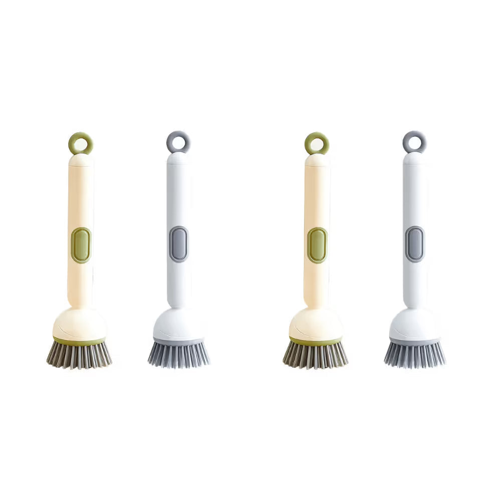 6-in-1 Dish Brush with Detergent Dispenser 360° Rotating Scrubber