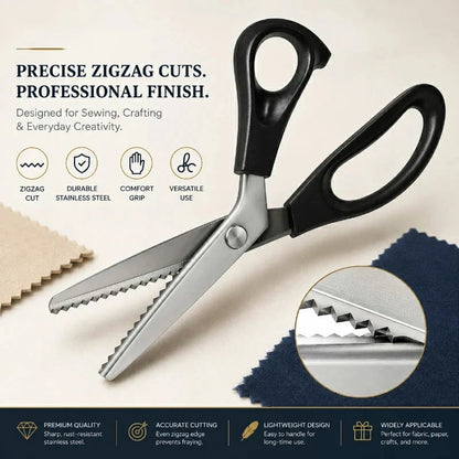 🧵✂️Stainless Steel Pinking Shears – 9.1" Zig Zag Fabric Scissors for Sewing, Quilting, Dressmaking & DIY Crafts