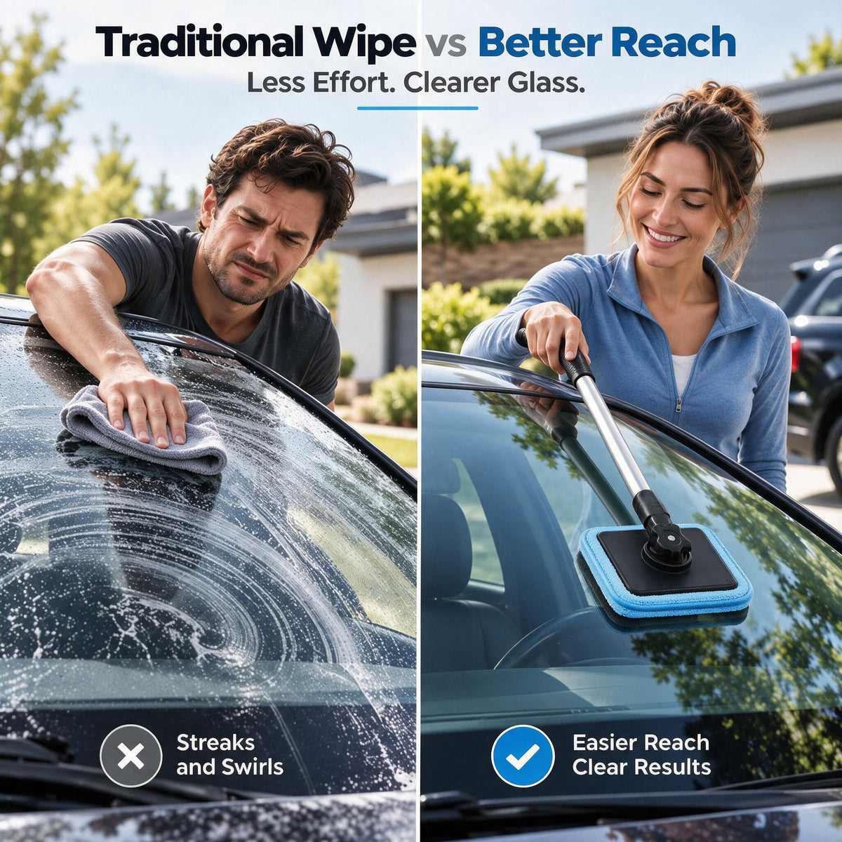 Dual Magnetic Car Windshield Cleaner | Streak-Free Auto Glass Cleaning Kit⭐