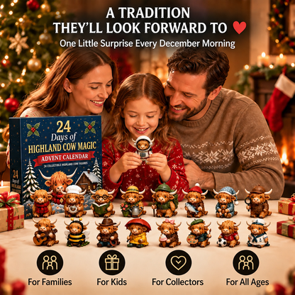 24-Day Highland Cow Advent Calendar | Collectible Christmas Countdown Gift Box
