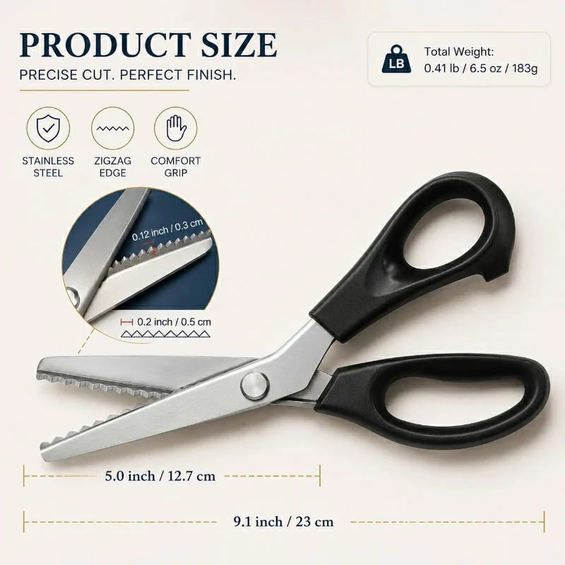 🧵✂️Stainless Steel Pinking Shears – 9.1" Zig Zag Fabric Scissors for Sewing, Quilting, Dressmaking & DIY Crafts