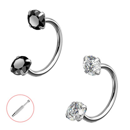 Horseshoe Gem Nose Ring – Internally Threaded & Comfortable