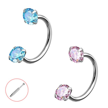 Horseshoe Gem Nose Ring – Internally Threaded & Comfortable