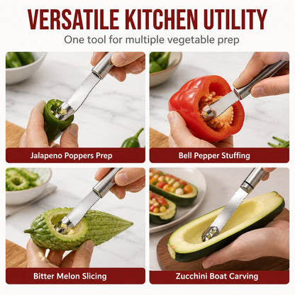 🌶️Stainless Steel Pepper Corer | Kitchen Vegetable Seed Remover Tool