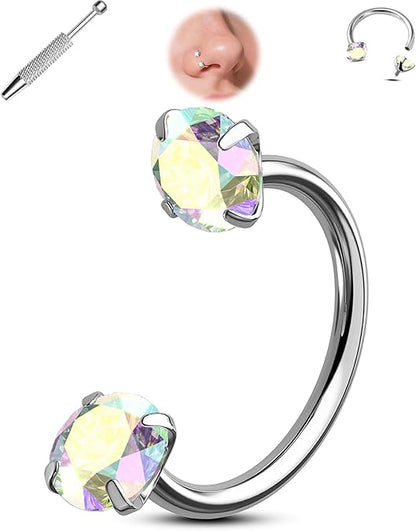 Horseshoe Gem Nose Ring – Internally Threaded & Comfortable