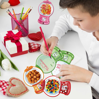 36 Pcs Valentine's Candy Cards Kids Gifts Set with Plastic Domes DIY Craft Treat Holder Bulk Class Valentines Candy Exchange Gifts for Couples Families School Party Classroom Gifts