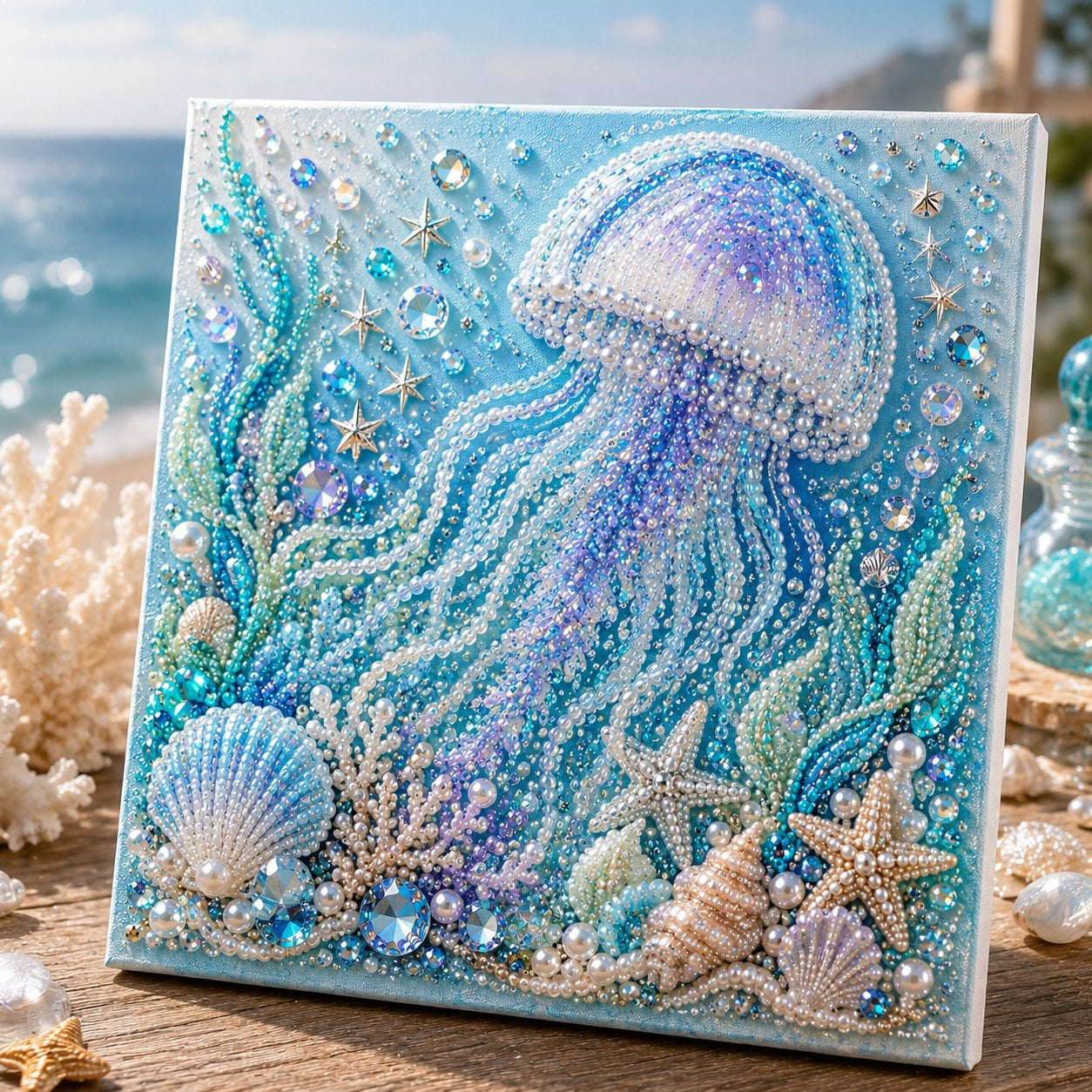 🌊✨ Ocean Theme Pearl Art DIY Kit – Relaxing DIY Craft to Create Stunning Coastal Artwork