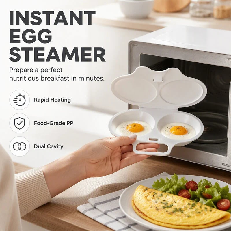 🥚✨ Dual-Cavity Microwave Egg Poacher | Quick & Healthy Breakfast in Minutes 🍳