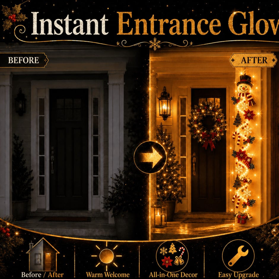 🎄Light-Up Christmas Door Hanger | 6 festive light designs, warm glow, 3D details, and space-saving vertical decor ✨