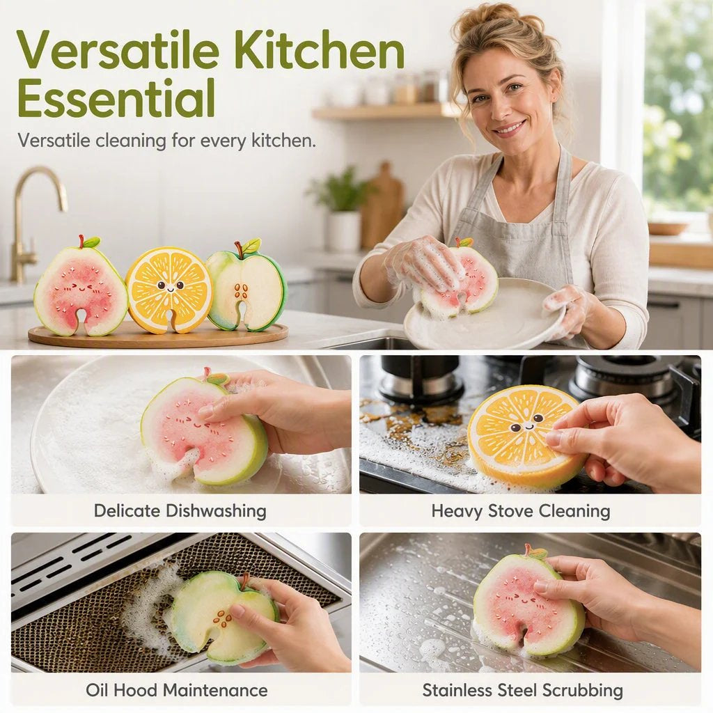 🥗✨Cute fruit-shaped dishwashing sponge brush🧴🍲