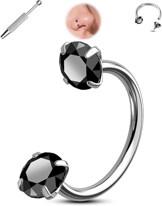 Horseshoe Gem Nose Ring – Internally Threaded & Comfortable