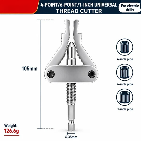 🔧Drill-Powered Broken Pipe Thread Extractor – Universal 1/2", 3/4" & 1" Broken Pipe Nipple Remover Tool