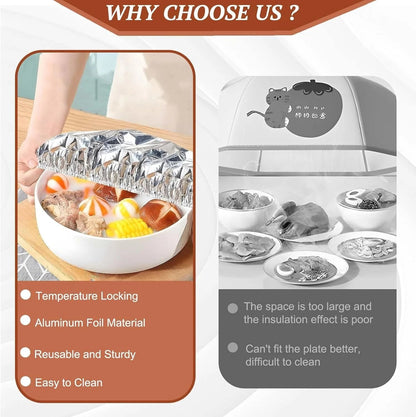 🍲🔥 Home dining table & food container aluminum foil heat-retaining cover