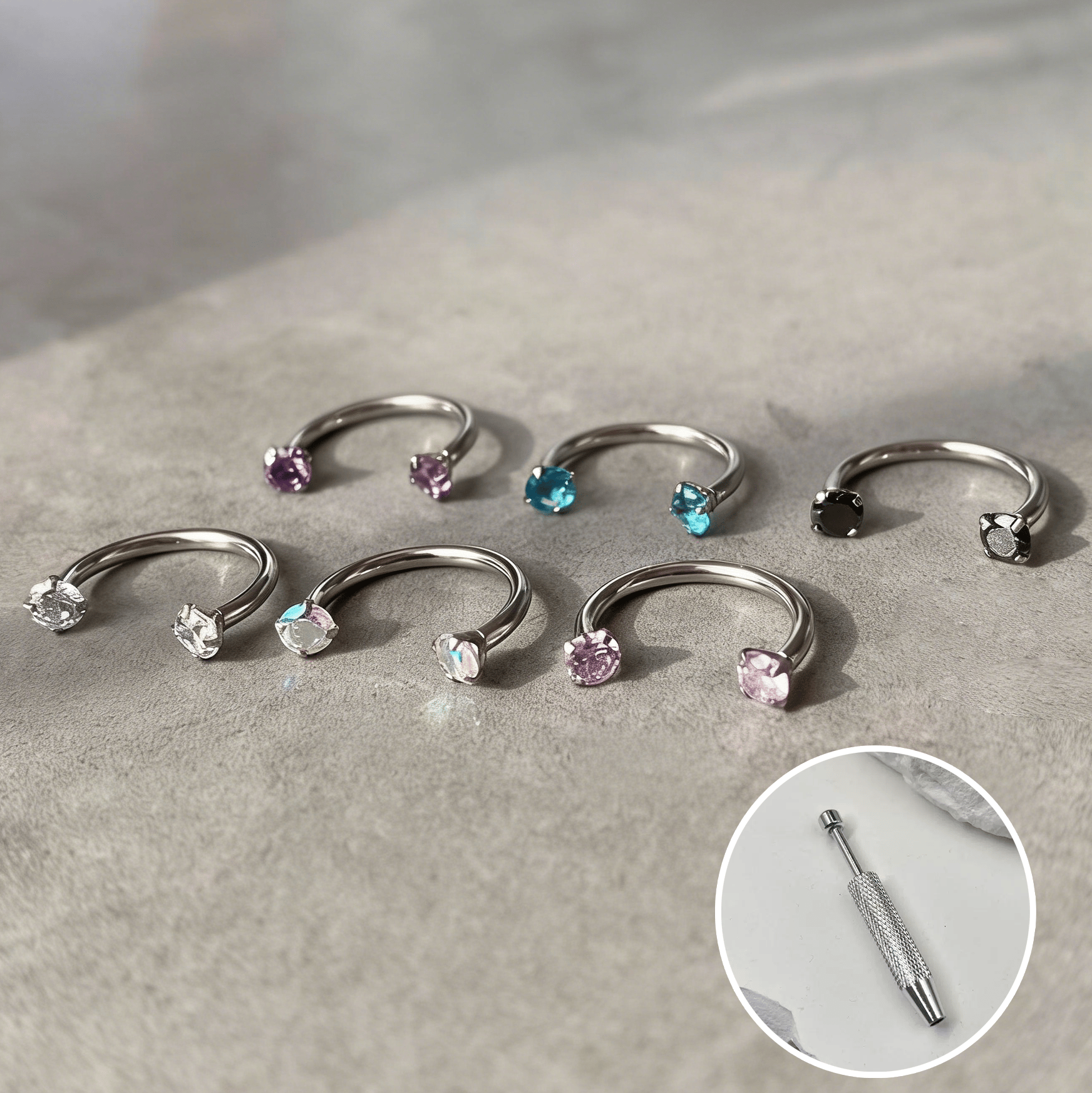 Horseshoe Gem Nose Ring – Internally Threaded & Comfortable