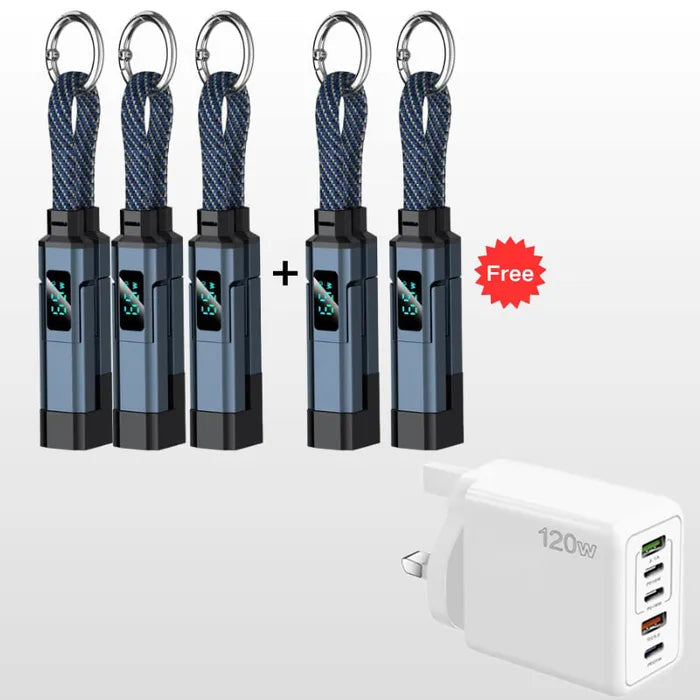 4-in-1 Digital Display Keychain Charging Cable🔋📱