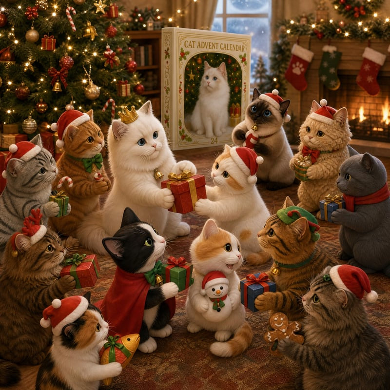🐱🎄 2026 Cat Advent Calendar Gift for Adults Friends Cat Owners and Lovers Christmas Holiday Countdown Gift 24 Designs Cats Charm Christmas Tree Ornament