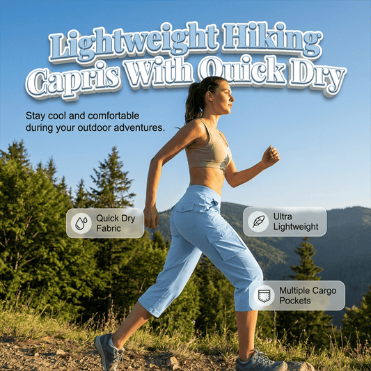 Damen leichte Wander-Capris: schnelltrocknend, 6 Taschen, lockere Passform