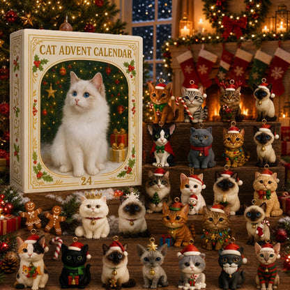 🐱🎄 2026 Cat Advent Calendar Gift for Adults Friends Cat Owners and Lovers Christmas Holiday Countdown Gift 24 Designs Cats Charm Christmas Tree Ornament