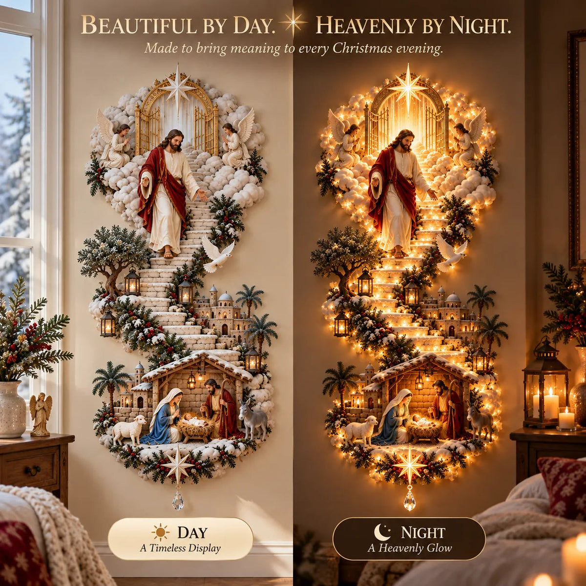 ✨ Jesus Light of Heaven Christmas Wall Hanging✝️
