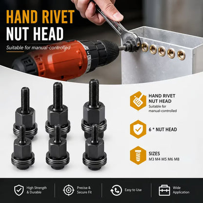 🛠️Head Rivet Nut Tool, M3 M4 M5 M6 M8 Rivnut Kit,Carbon Steel Rivnut Set