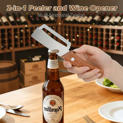 😍Multi-functional Peeler 4-in-1, Stainless Steel Peeler, Vegetable Cutter, Slicer, Bottle Opener, Kitchen Must-Have Tool, Portable and Sharp