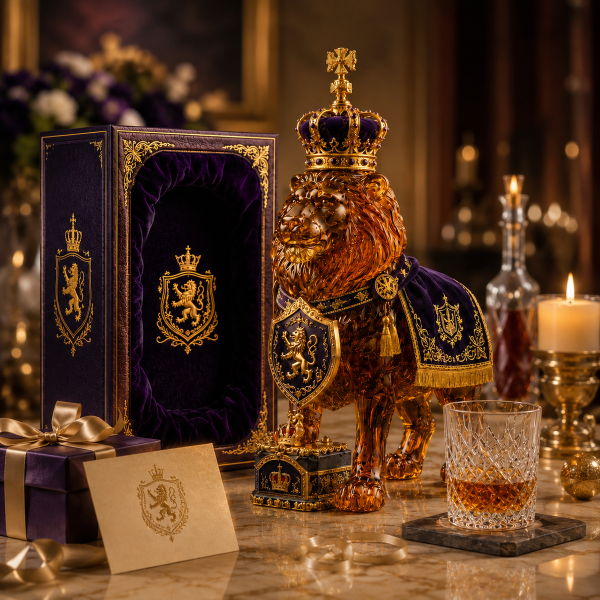 🌎🔥👑Crown 87th Anniversary Royal Lion Whiskey Bottle