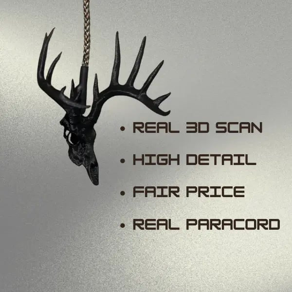 Whitetail Deer Skull Rearview Mirror Hanger