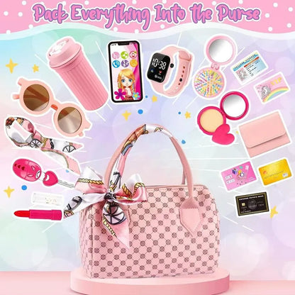 Realistic Girl Handbag Toy Set, Colorful Pretend Play Accessories