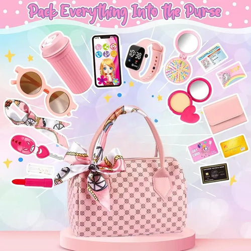 Realistic Girl Handbag Toy Set, Colorful Pretend Play Accessories