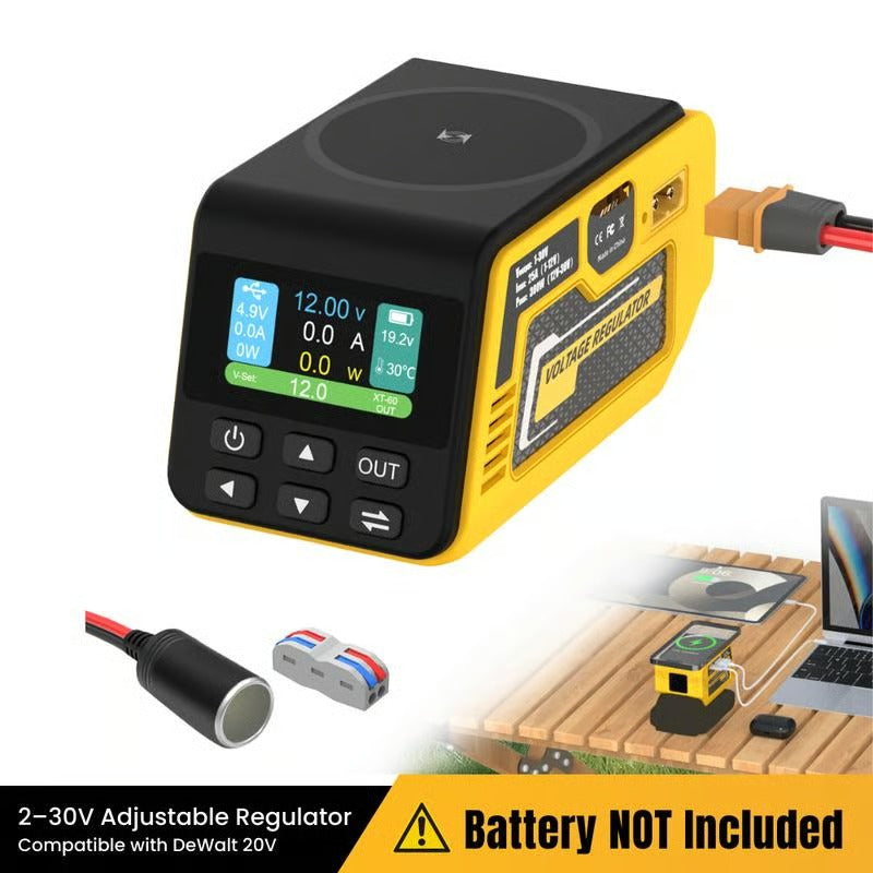 Adjustable 2-30V DC Voltage Regulator - Compatible with Milwaukee 18V Battery