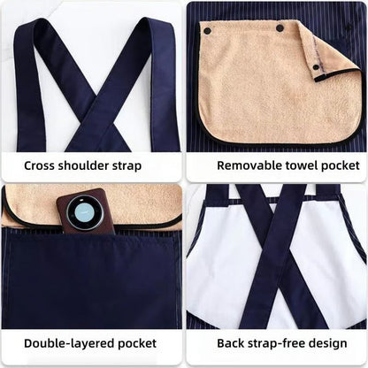 🔥 Apron with Pockets for Women and Men Cross Back Design with Towel