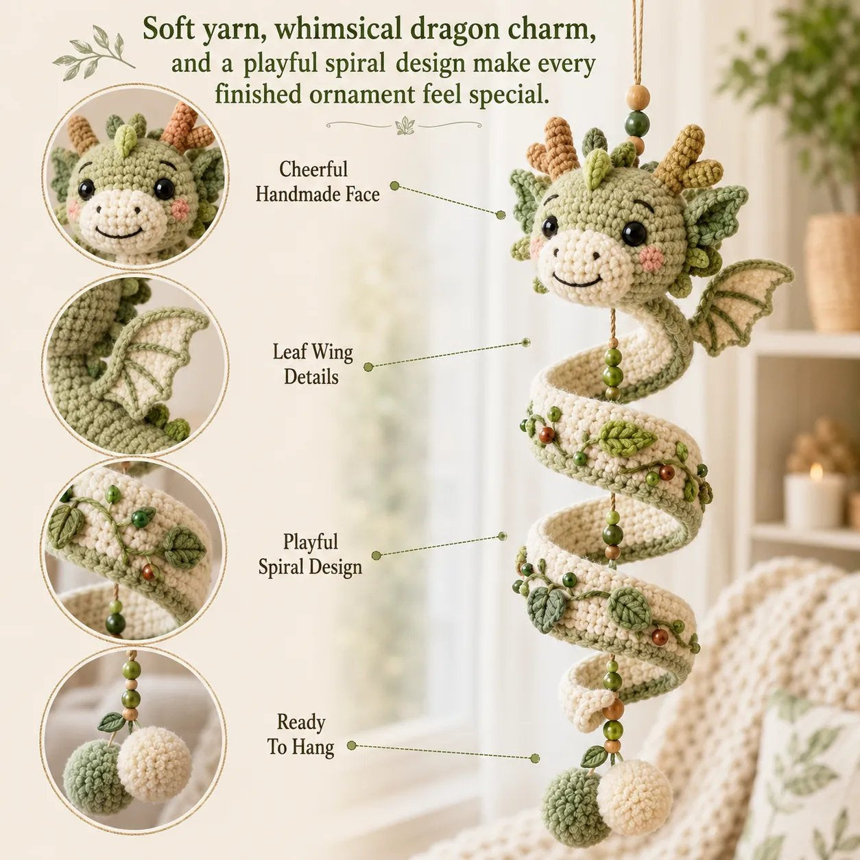 🐉 Beginner-Friendly DIY Enchanted Dragon Spiral Hanging Ornament Kit | Complete Kit with All Tools & Step-by-Step Guide Included 💕