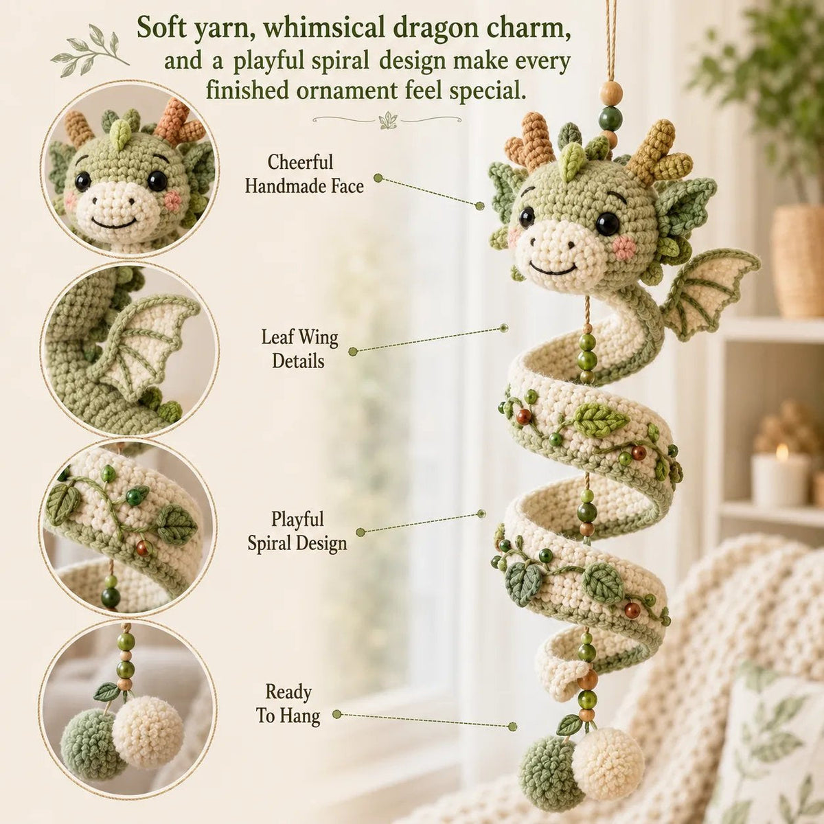 🐉 Beginner-Friendly DIY Enchanted Dragon Spiral Hanging Ornament Kit | Complete Kit with All Tools & Step-by-Step Guide Included 💕