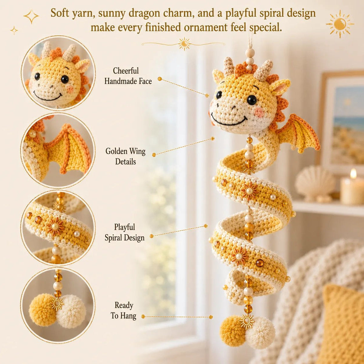 🐉 Beginner-Friendly DIY Enchanted Dragon Spiral Hanging Ornament Kit | Complete Kit with All Tools & Step-by-Step Guide Included 💕