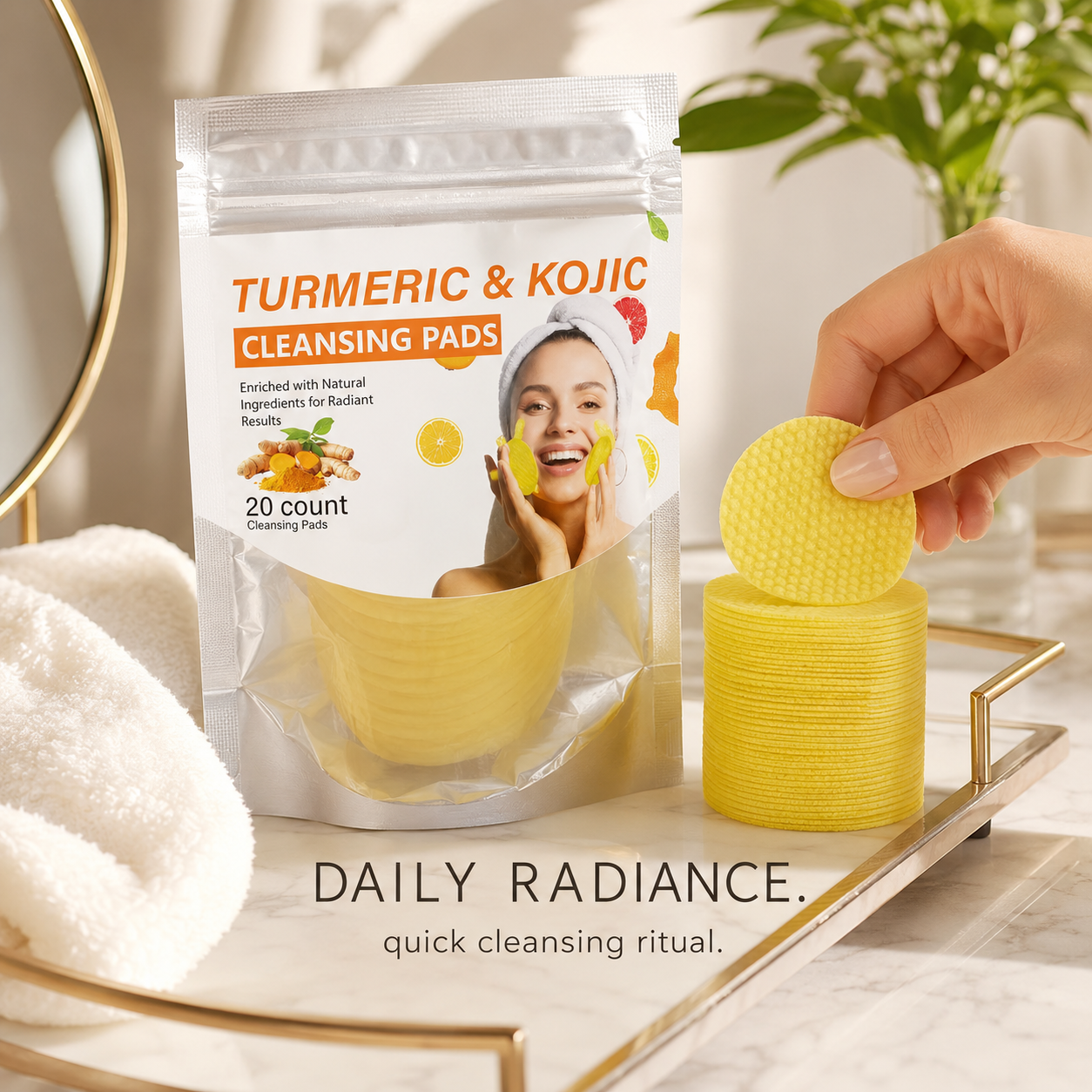 Turmeric & Kojic Acid Cleansing Pads,20pcs🟡