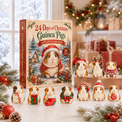 CHRISTMAS KICKOFF:2026 Guinea Pig Christmas Advent Calendar - 24 Days of Adorable Festive Surprises, Acrylic Ornaments Blind Box -Gift for Guinea Pig Lovers