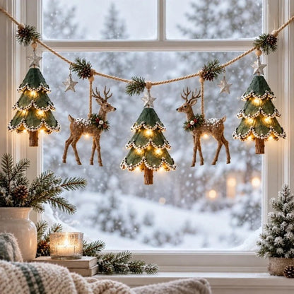 🎁🎄✨ Enchanted Lighted Woodland Christmas Garland