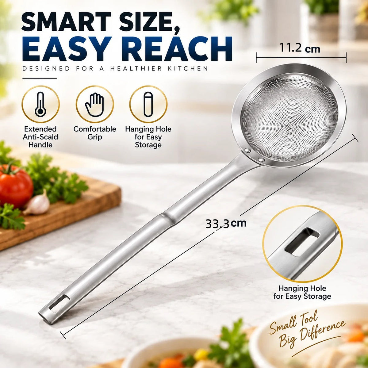 🎉Filter Scoop SUS304 Stainless Steel Fat Skimmer Spoon