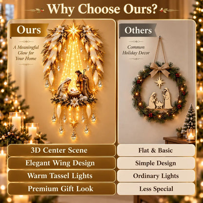 ✨👼 “Heavenly Angel Wings” – Nativity Scene Lighting ✨ – Illuminated Christmas Wall Decoration ✈️