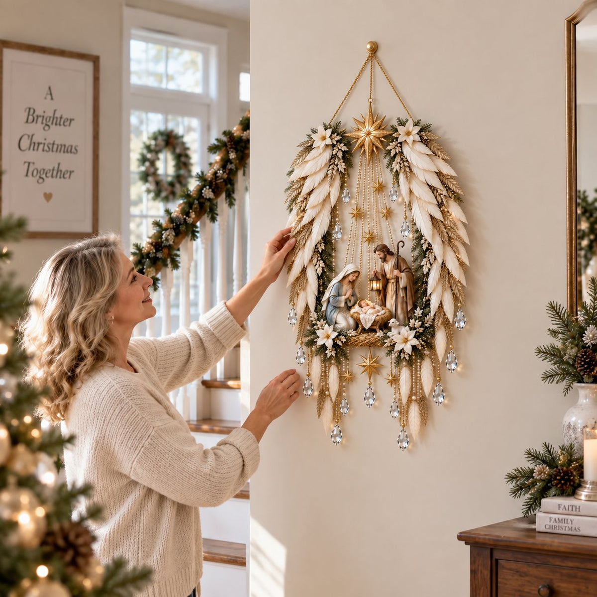 ✨👼 “Heavenly Angel Wings” – Nativity Scene Lighting ✨ – Illuminated Christmas Wall Decoration ✈️