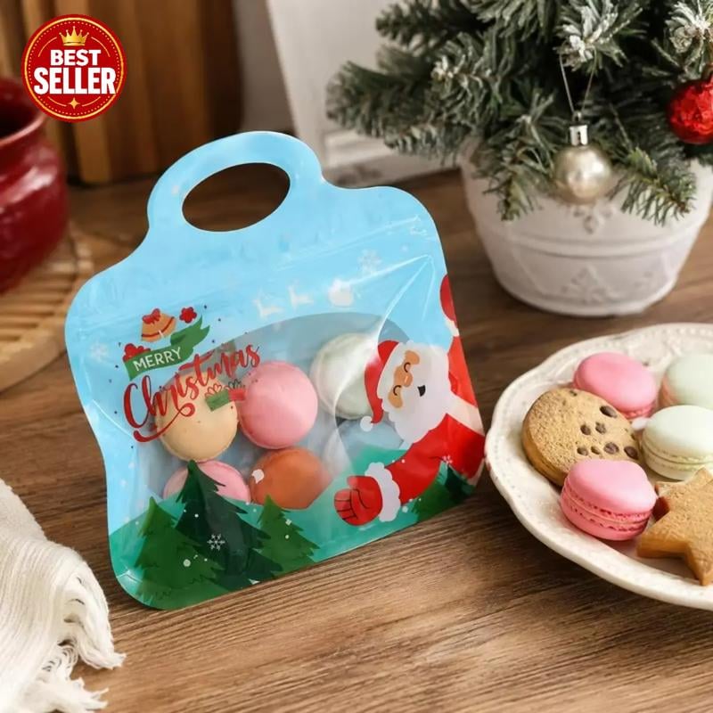 🎁Easy Fill, Easy Seal🎄 Festive Self-Seal Treat Bags – Santa & Snowman Print 💖 Resealable, Food-Safe & Perfect for Cookies, Chocolates & Little Gifts 🎅⛄